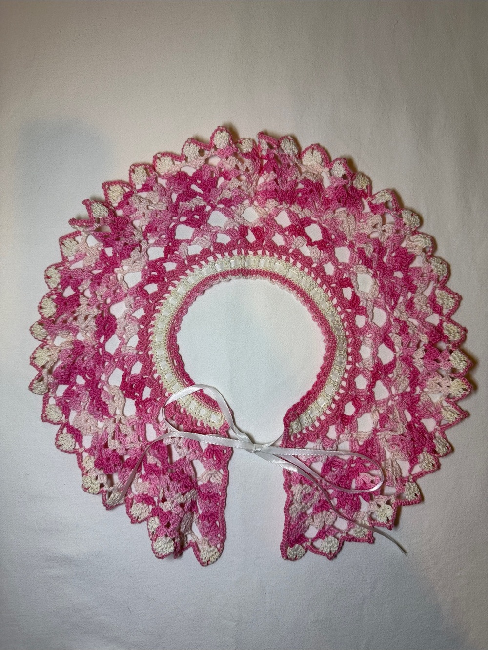 Handmade Pink Crochet Lace Collar - Detachable Accessory